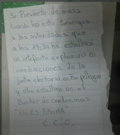 Aviso de bomba Santa Fe Télam