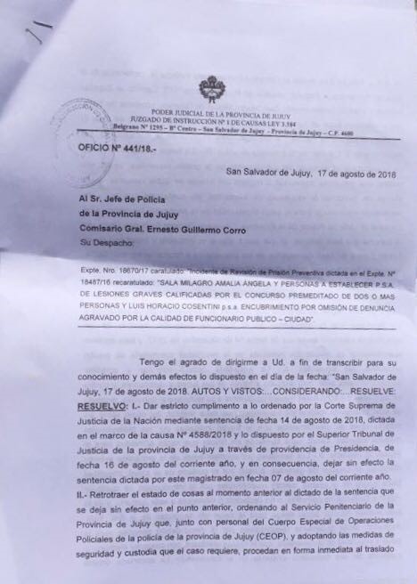 resolución milagro sala
