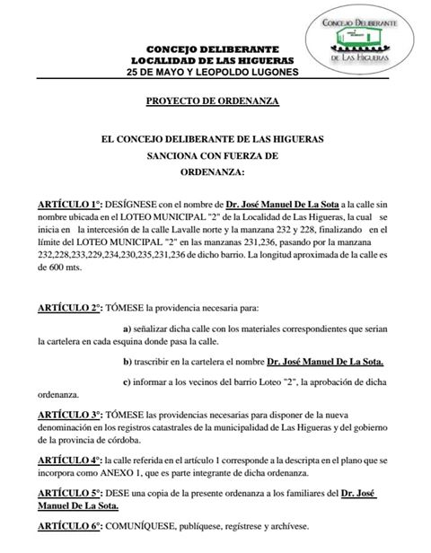Ordenanza Las Higueras