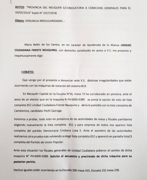 Denuncia neuquén
