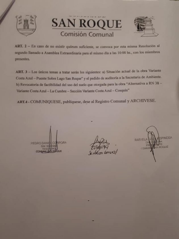 San Roque Convocatoria Carlos Paz Vivo 01