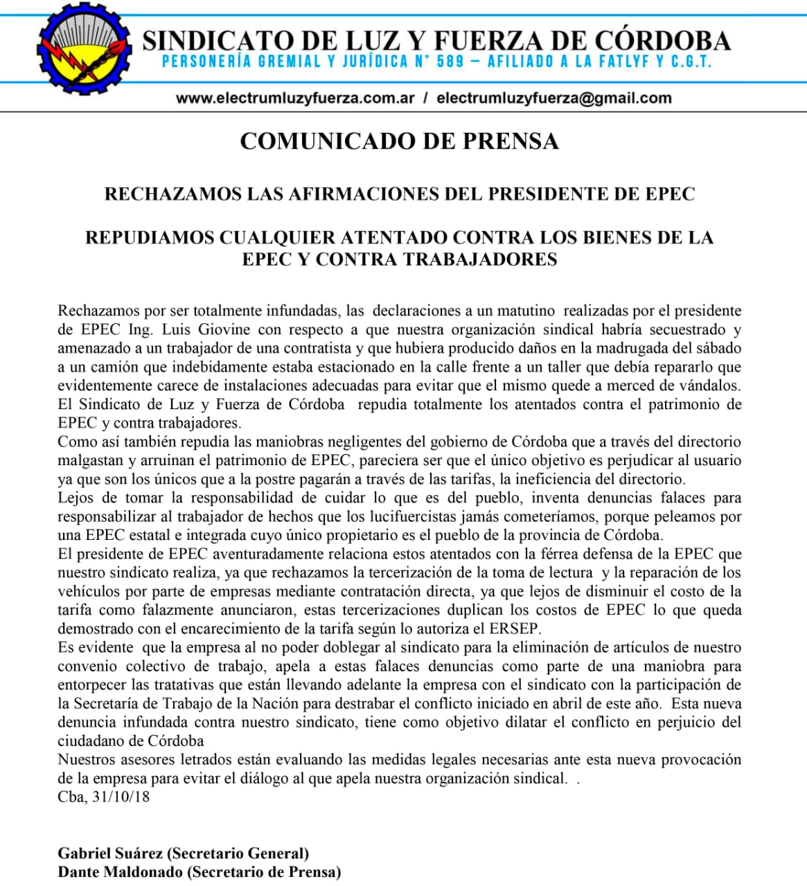 comunicado lyf