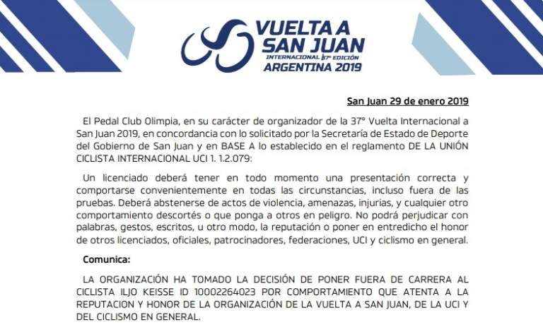 Comunicado Vuelta de San Juan