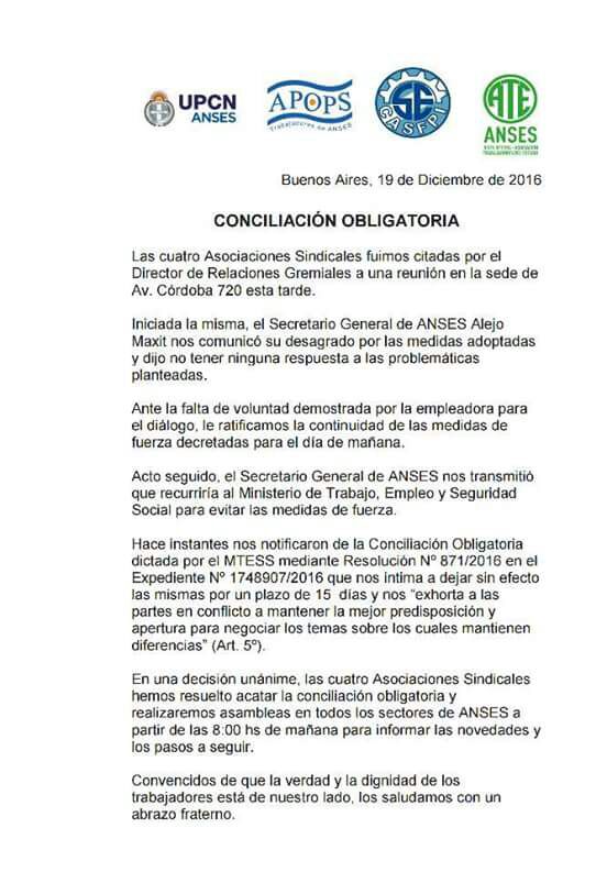 Comunicado trabajadores anses Comunicado trabajadores anses