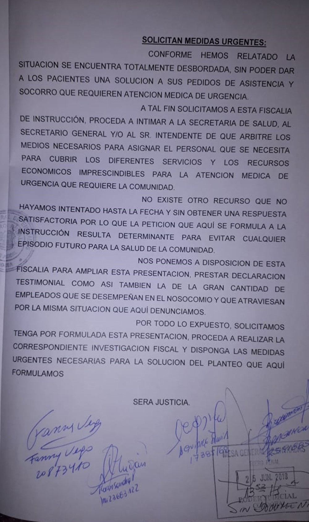denuncia a mestrepor hospital de urgencias