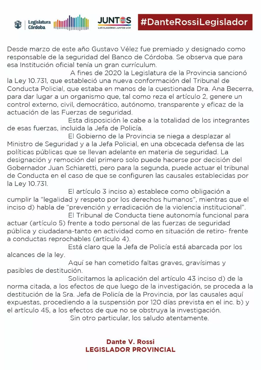 Denuncia de Dante Rossi hoja 2
