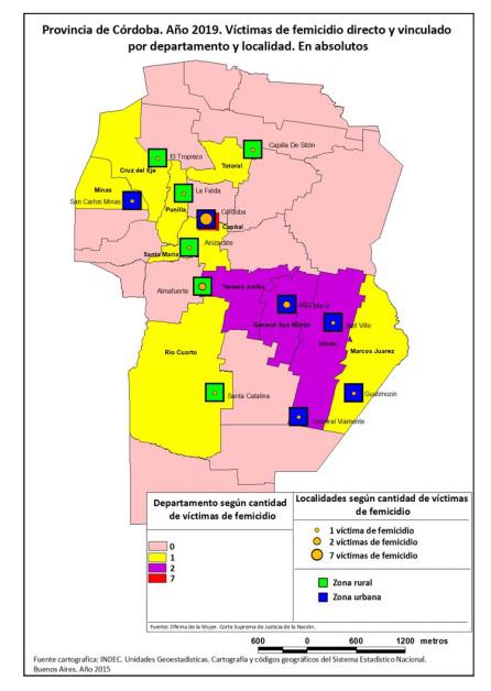 Mapa femicidios en Córdoba 2019 Corte Suprema