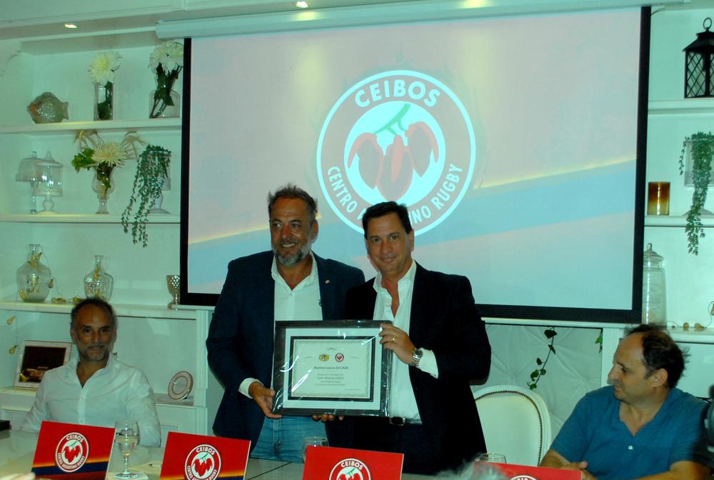 Felix Páez Molina, Presidente Union Cordobesa de Rugby, Pablo Martín Carballo, presidente Tala RC, Fernando Riccomi CEO de Ceibos y Ariel Mammana, Vicepresidente UAR