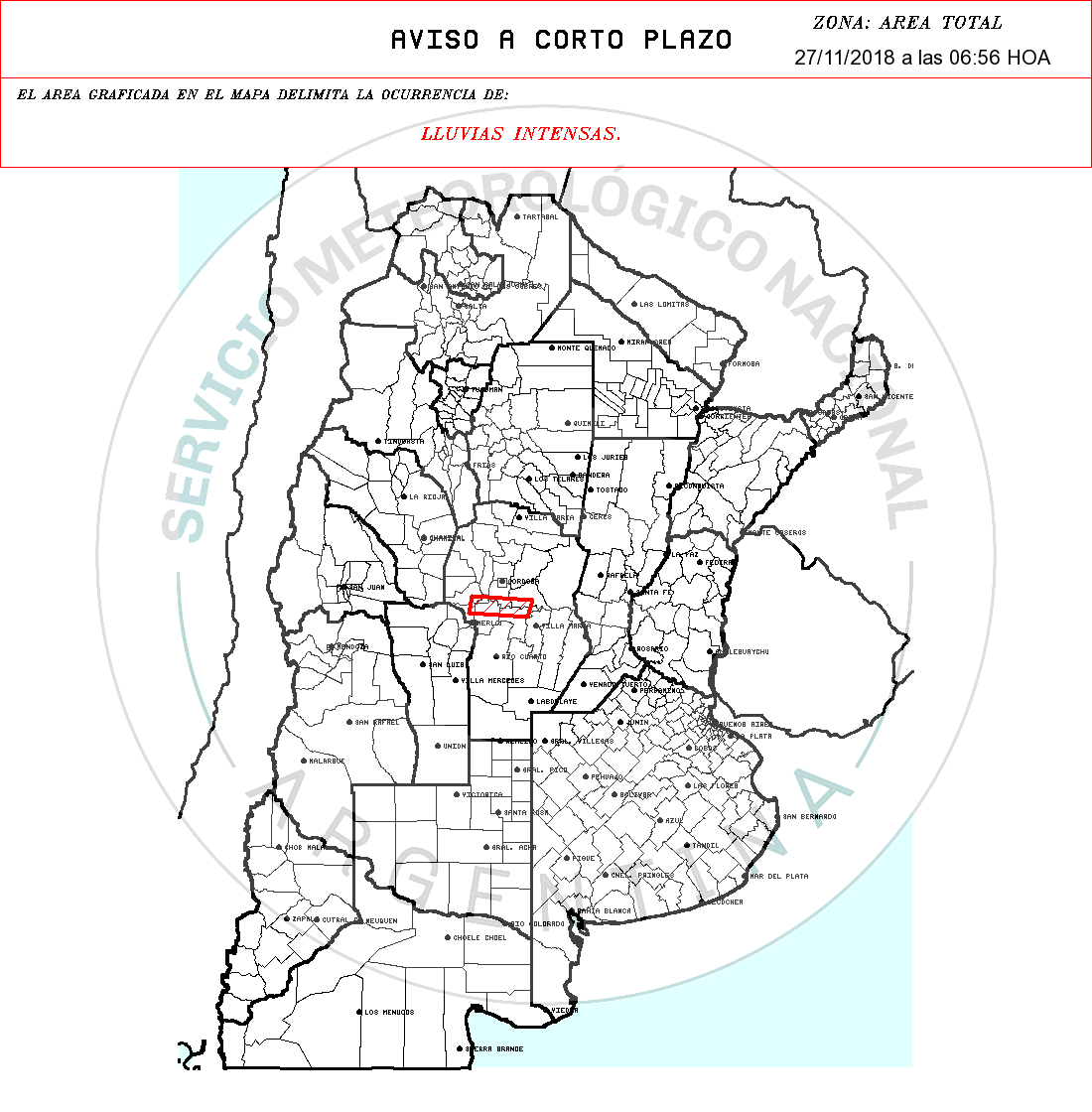 aviso a corto plazo
