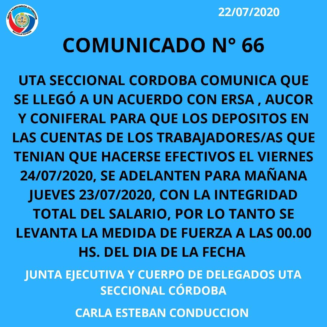 Comunicado UTA 22 07