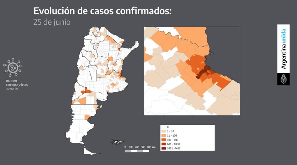 evolucion casos confirmados 25 de junio