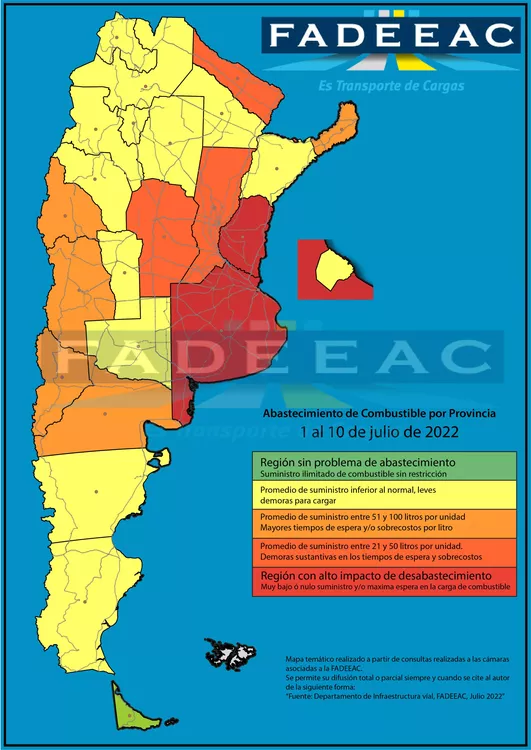 Mapa de acceso al combustible para transportistas de cargas (FADEEAC)