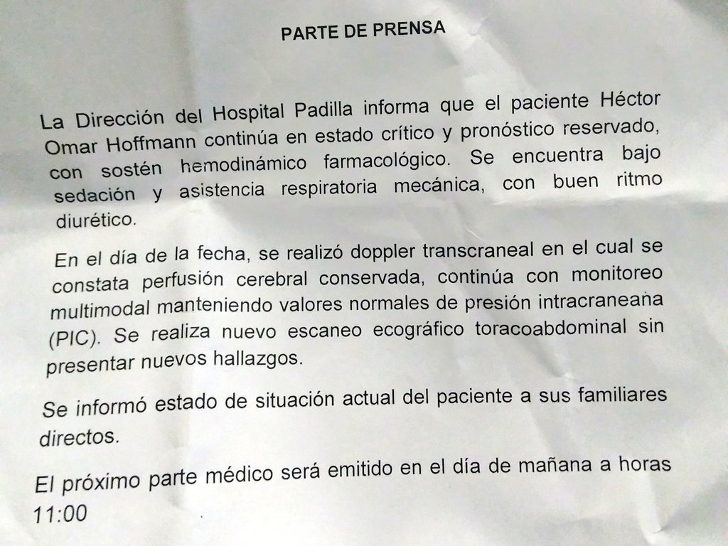 Parte médico Sergio Denis 20horas