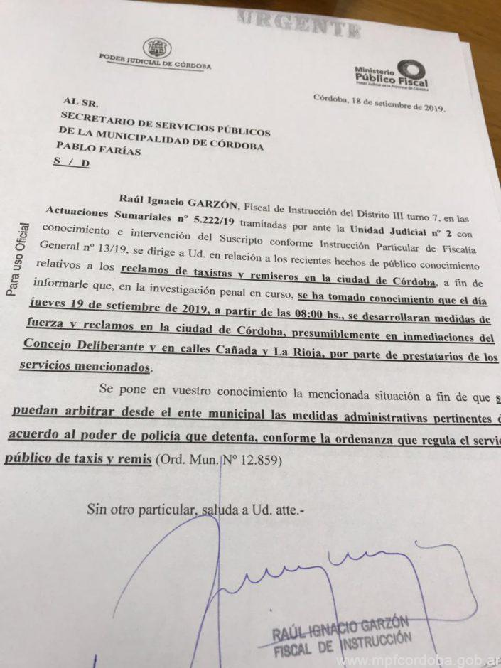 Pedido judicial protesta taxis MPF