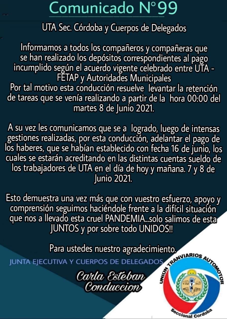 comunicado UTA