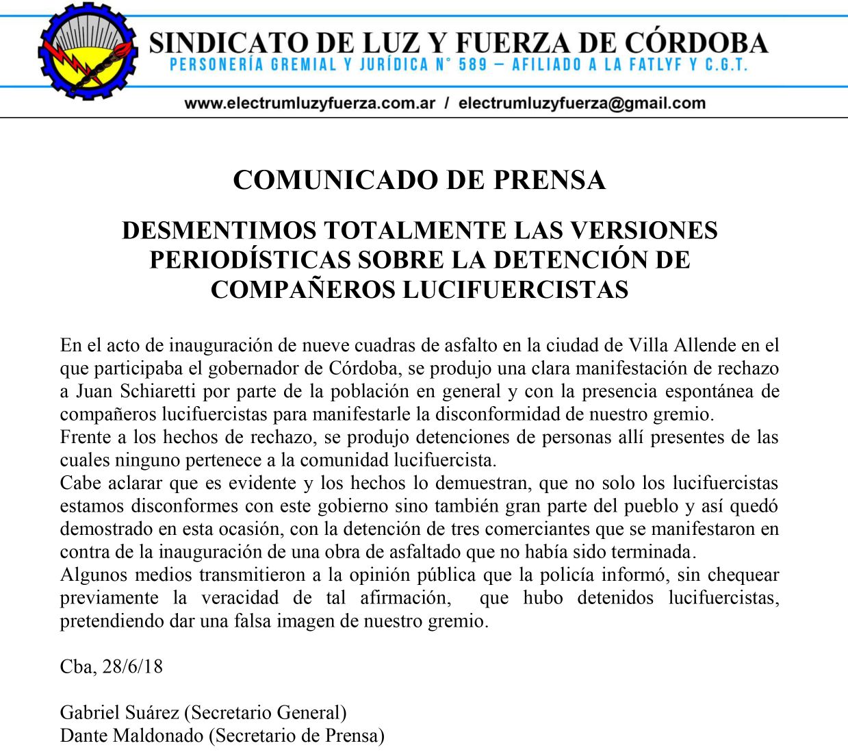 comunicado lyf