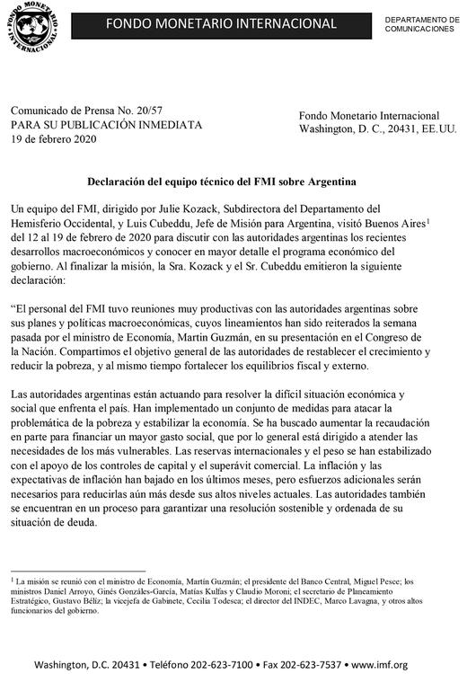 Comunicado FMI