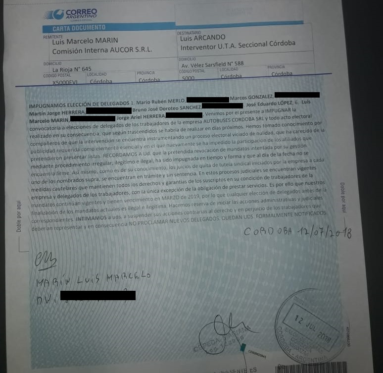 MARIN UTA CARTA DOCUMENTO
