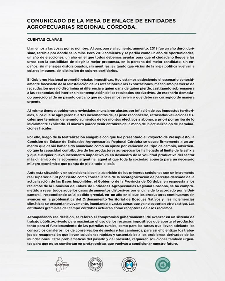 comunicado-mesa-de-enlace - 29 - 01 - 2019 