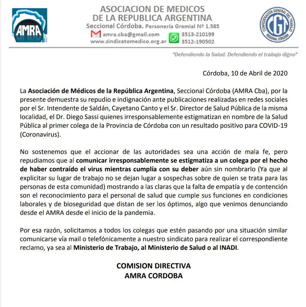 Comunicado Asociasión Médica