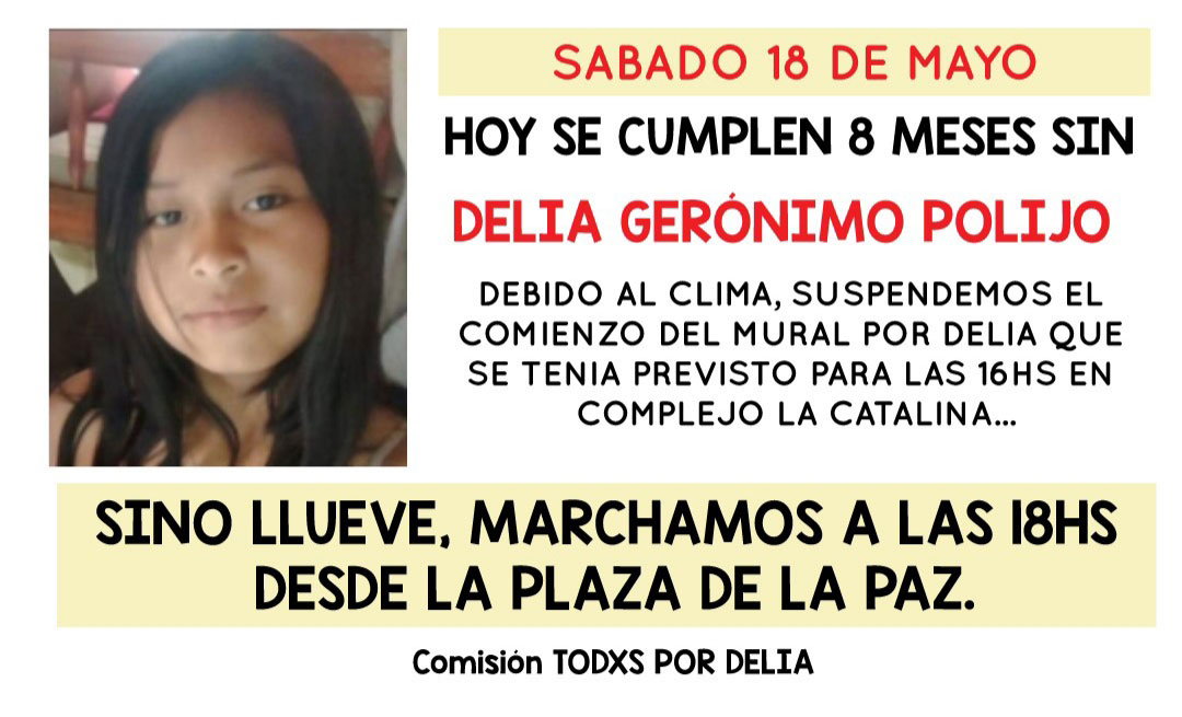 Comunicado marcha 8 meses Delia