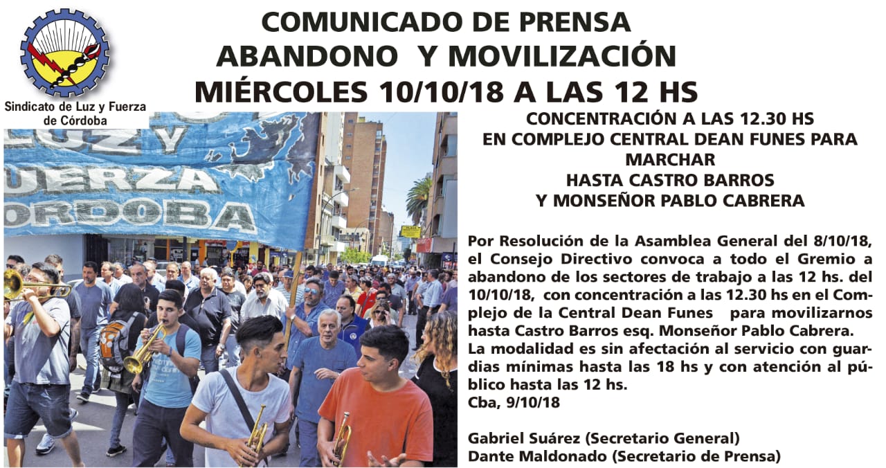 Comunicado Luz y Fuerza 