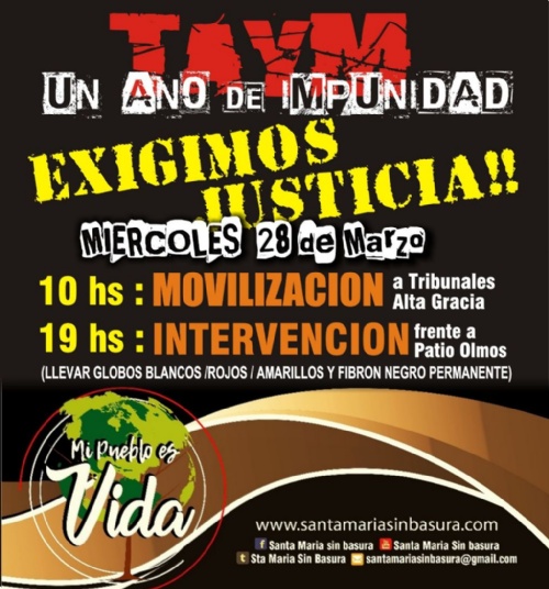 flyer un año de desastre taym por santa maria sin basura