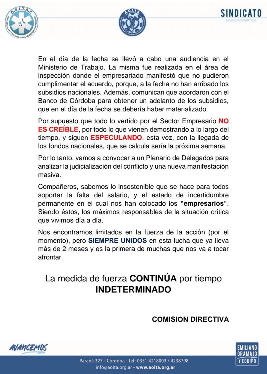 Comunicado Aoita 12 06 2020