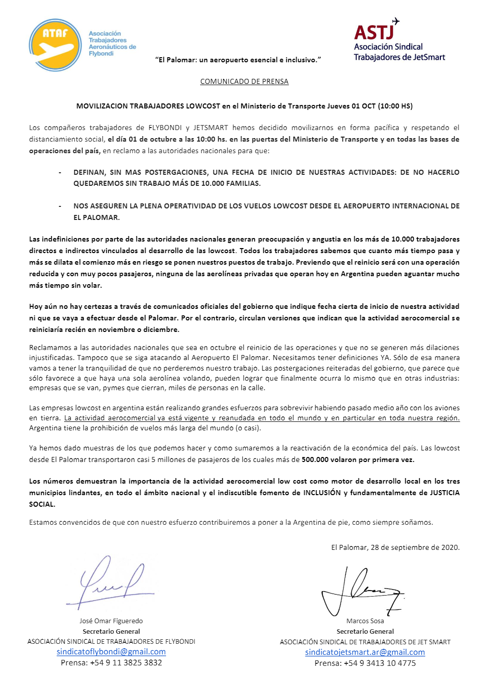 Tras ocho meses de vuelos suspendidos, empleados de las low cost volvieron a protestar Tras ocho meses de vuelos suspendidos, empleados de las low cost volvieron a protestar