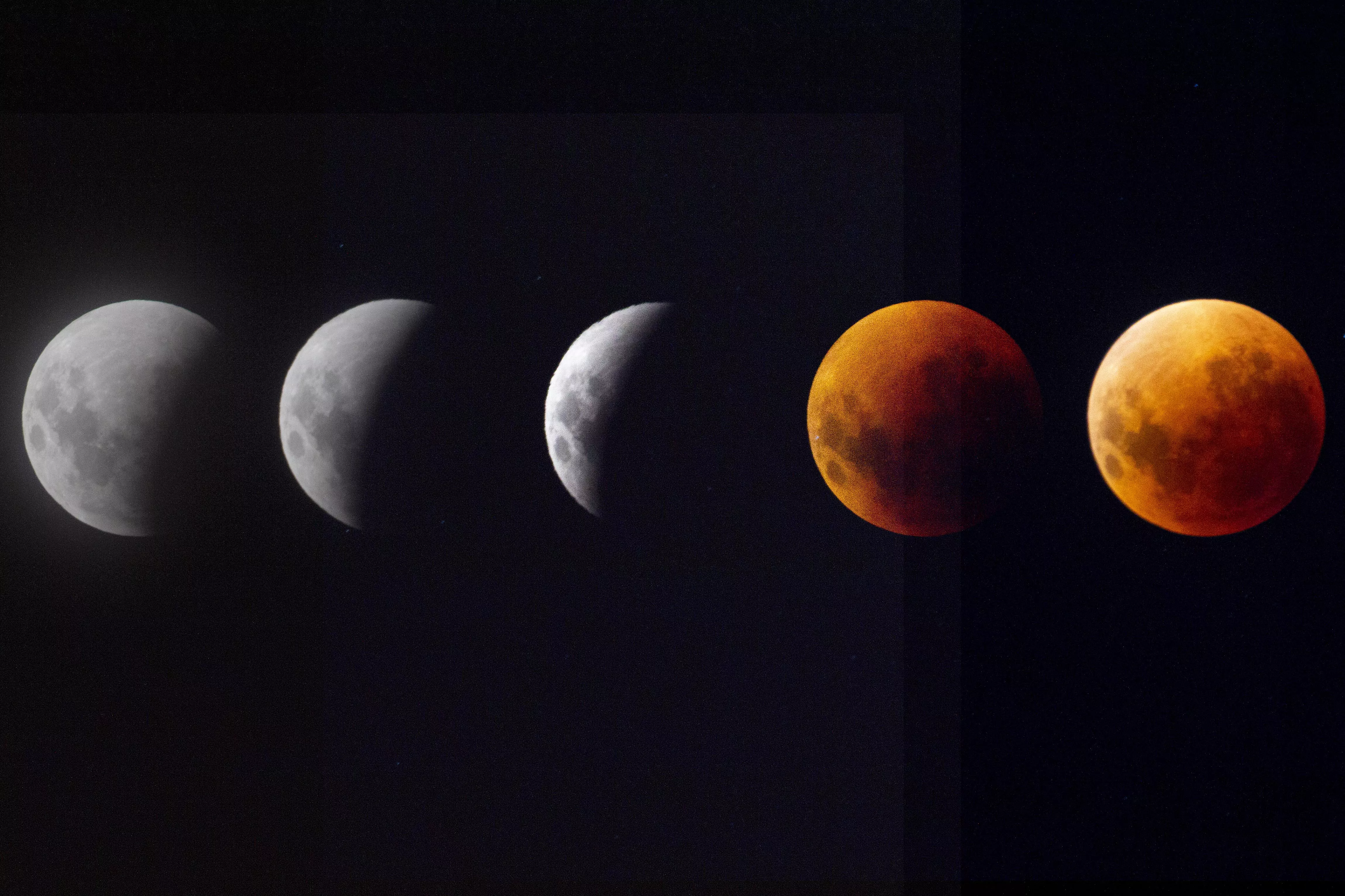 El eclipse total de luna se observó con entusiasmo a lo largo de todo ...