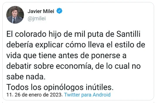 twit de mileo a santilli