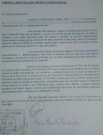 Denuncia de Neira contra Meglio fuente EL DOCE