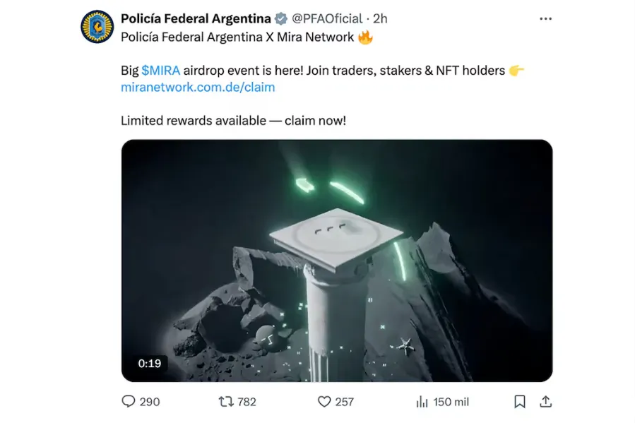 cuenta de la PFA criptomoneda by gentileza