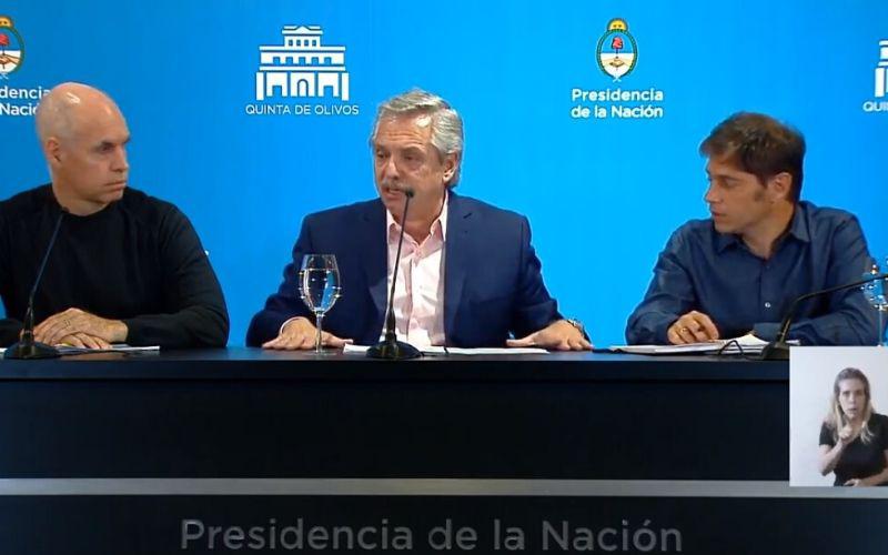 Conferencia Alberto, Larreta y Kicillof Captura tv