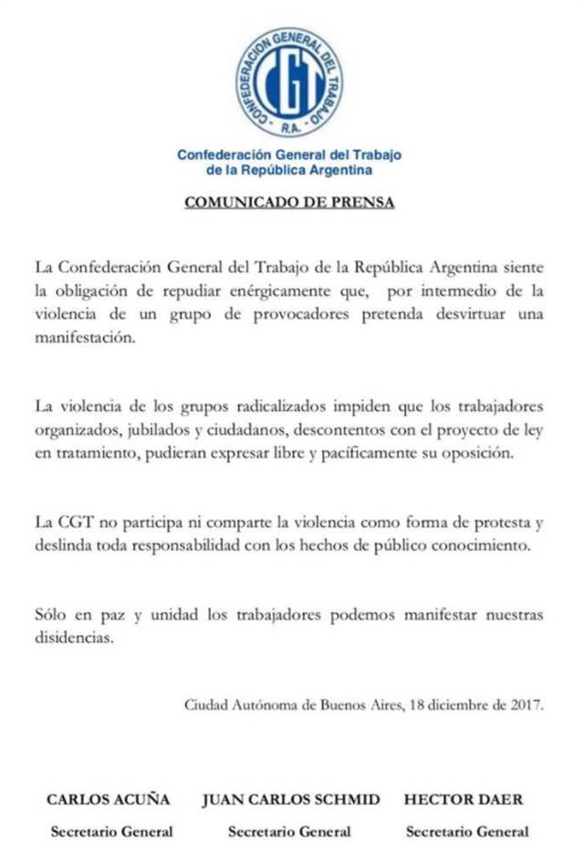 Comunicado CGT