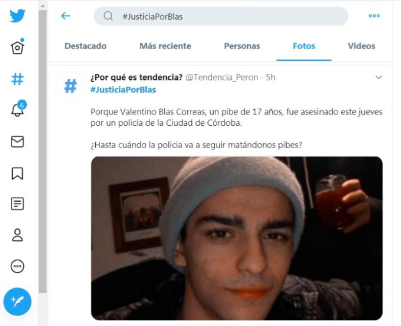 hagstag Justicia por Blas by twitter captura