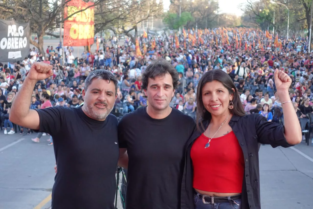 Gabriel Solano en el acto del Partido Obrero en Ciudad Universitaria