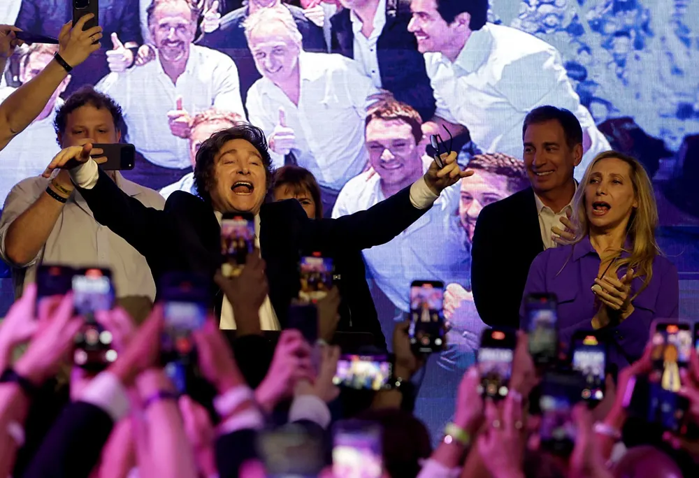 Javier Milei festeja el resultado de las elecciones (NA)