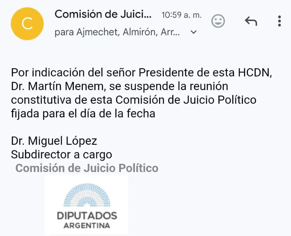 Comunicado Menem