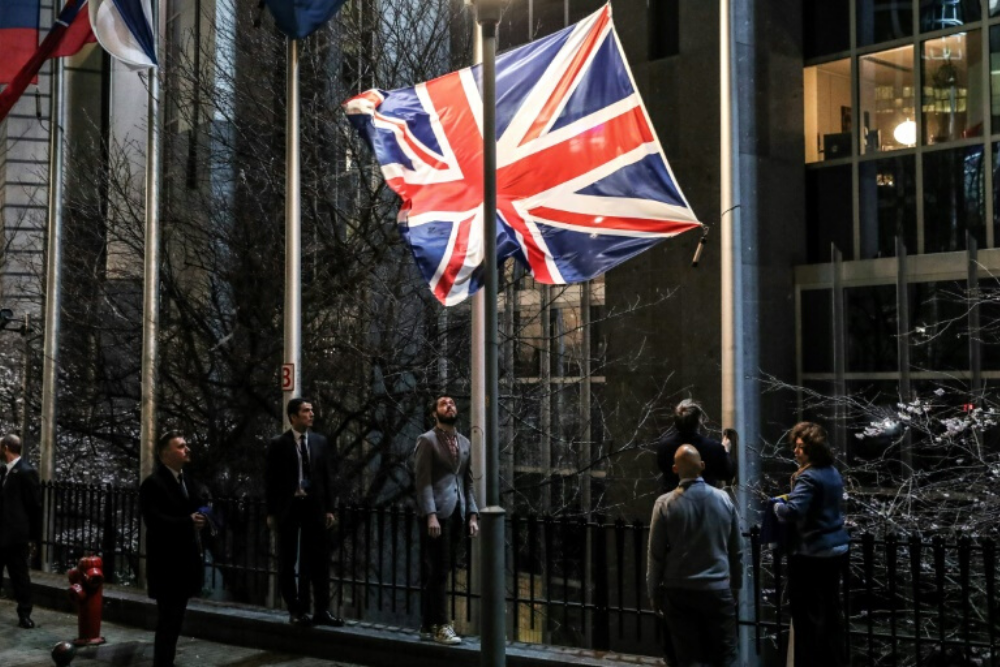 Bandera britanica en el parlamento europeo