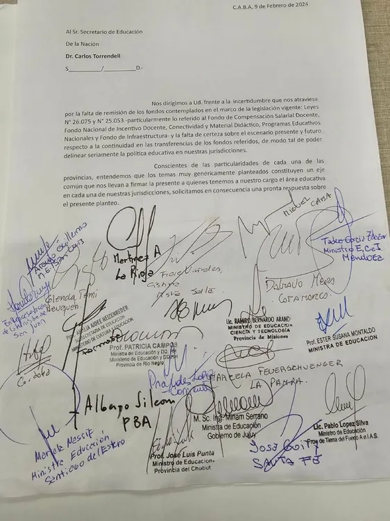Carta de ministros de Educación