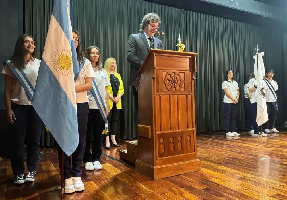 Javier Milei en el Instituto Cardenal Copello (NA)