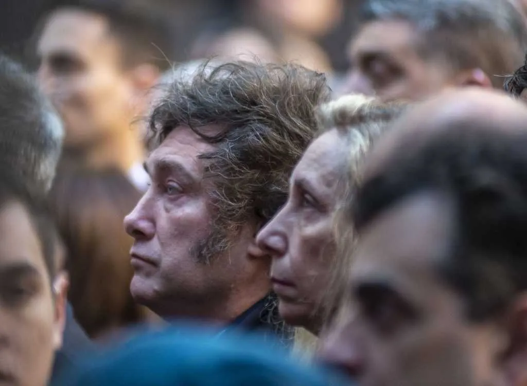 Milei en el acto de AMIA NA