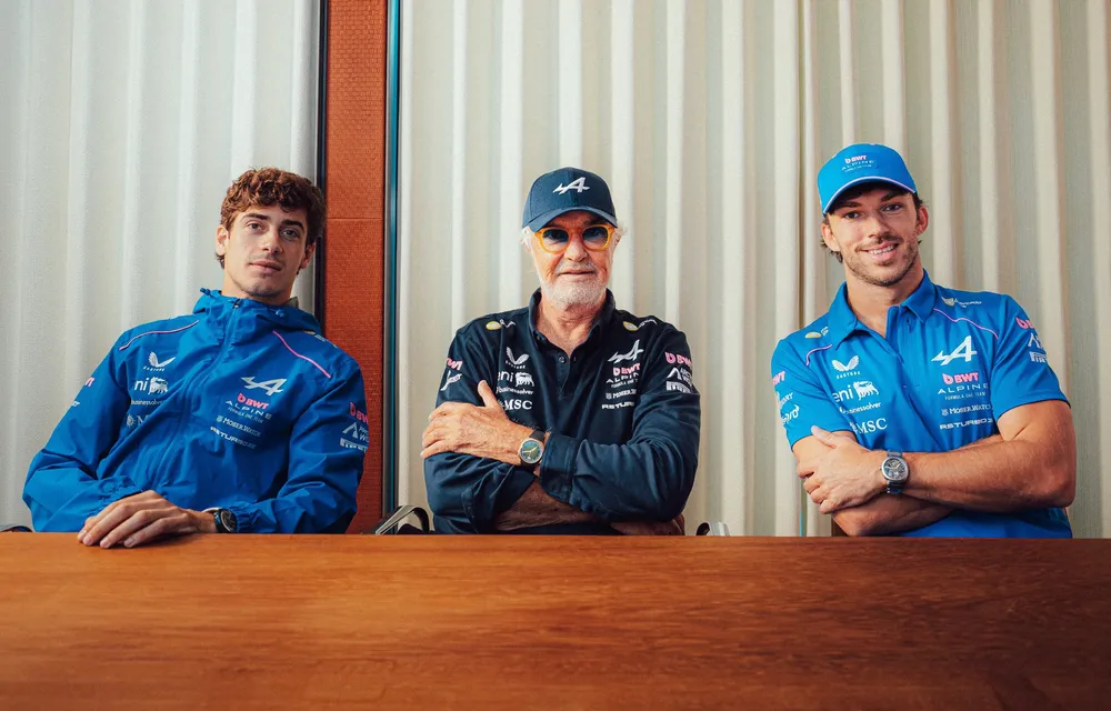 Briatore con Franco Colapinto y Pierre Gasly (X de Alpine)