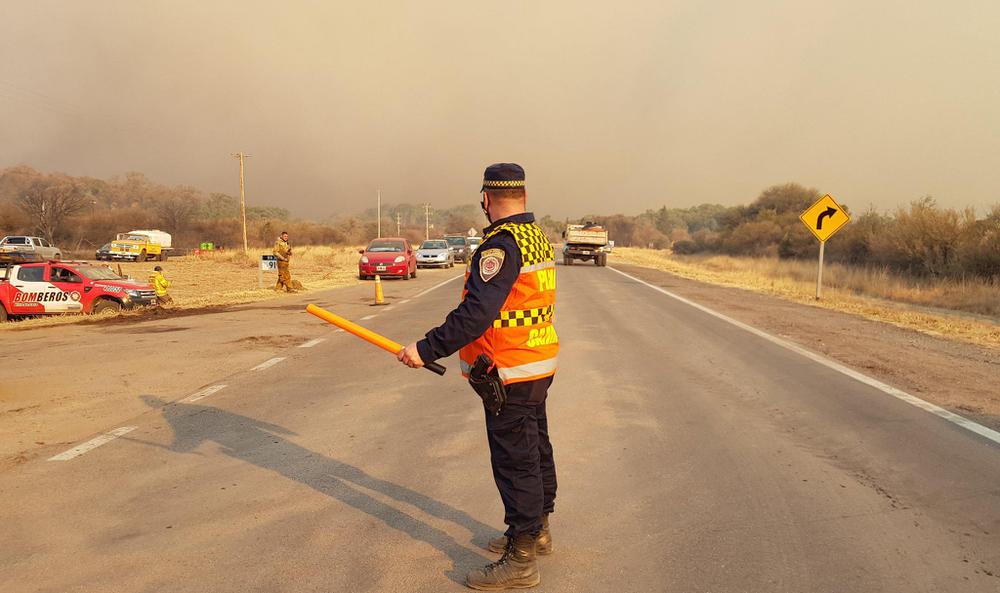 Corte de Ruta 38 incendio policia caminera prensa Gobierno de Córdoba