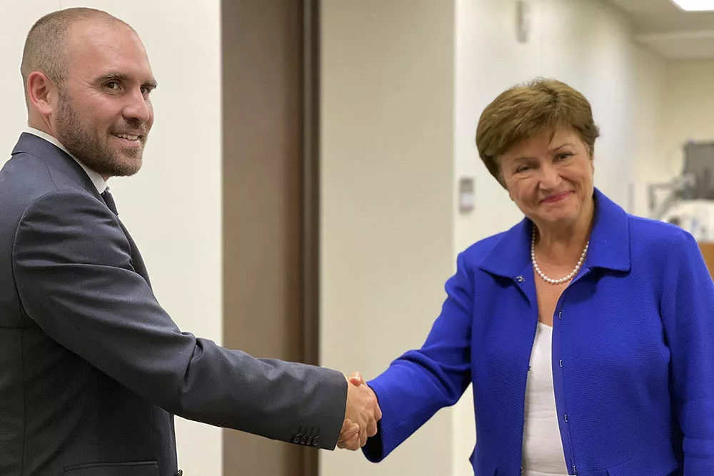 El ministro de Economía, Martín Guzmán, mantuvo hoy un encuentro en Washington con la ratificada titular del FMI, Kristalina Georgieva