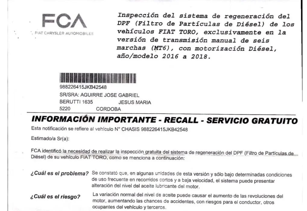 Recall de FIAT