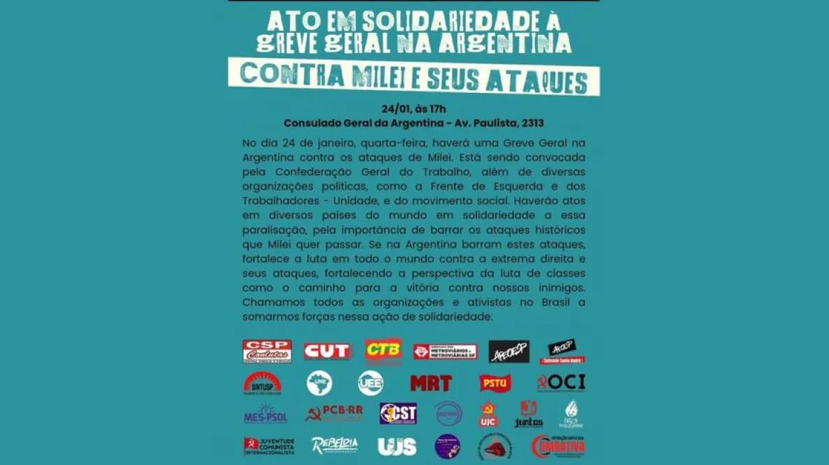 Acto en Brasil por paro del 24 Gentileza