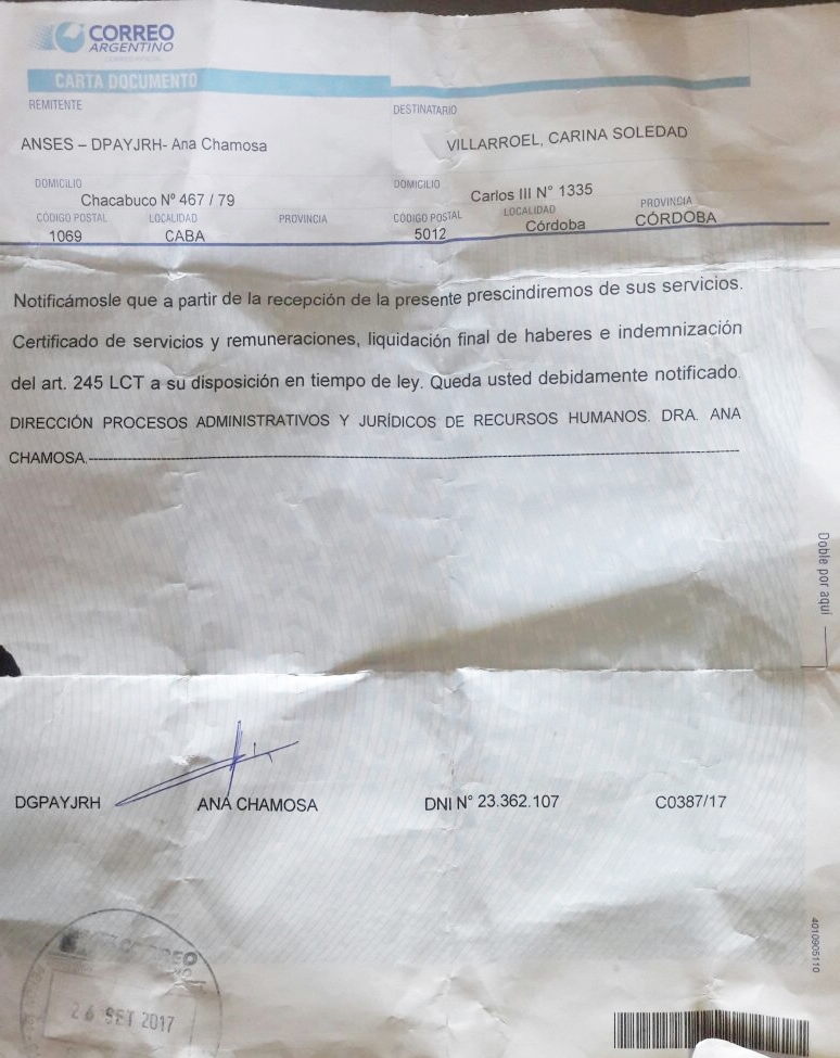 telegrama de despido