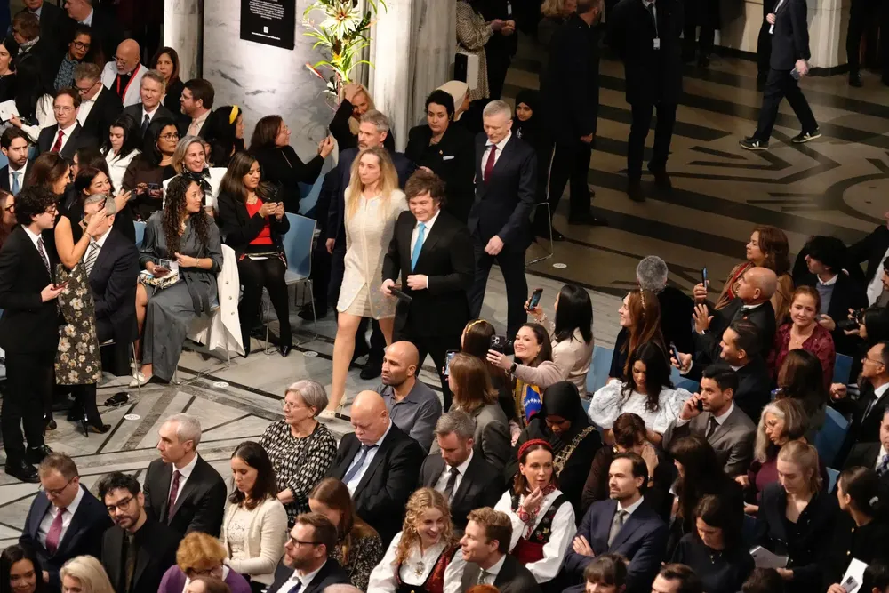 Javier Milei en el acto del Premio Nobel de la Paz (gentileza)